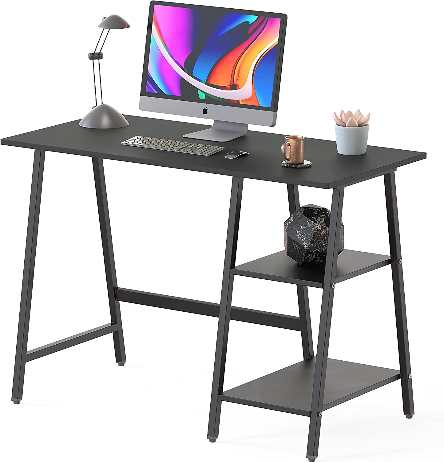 Trestle Home Office Computer Desk, Black