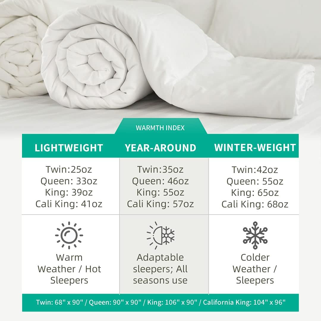 Heavyweight Goose Feather down Comforter California King Size - Ultra-Soft Thicker Winter Feather down Duvet Insert for Colder Weather/Sleeper (California King, White)