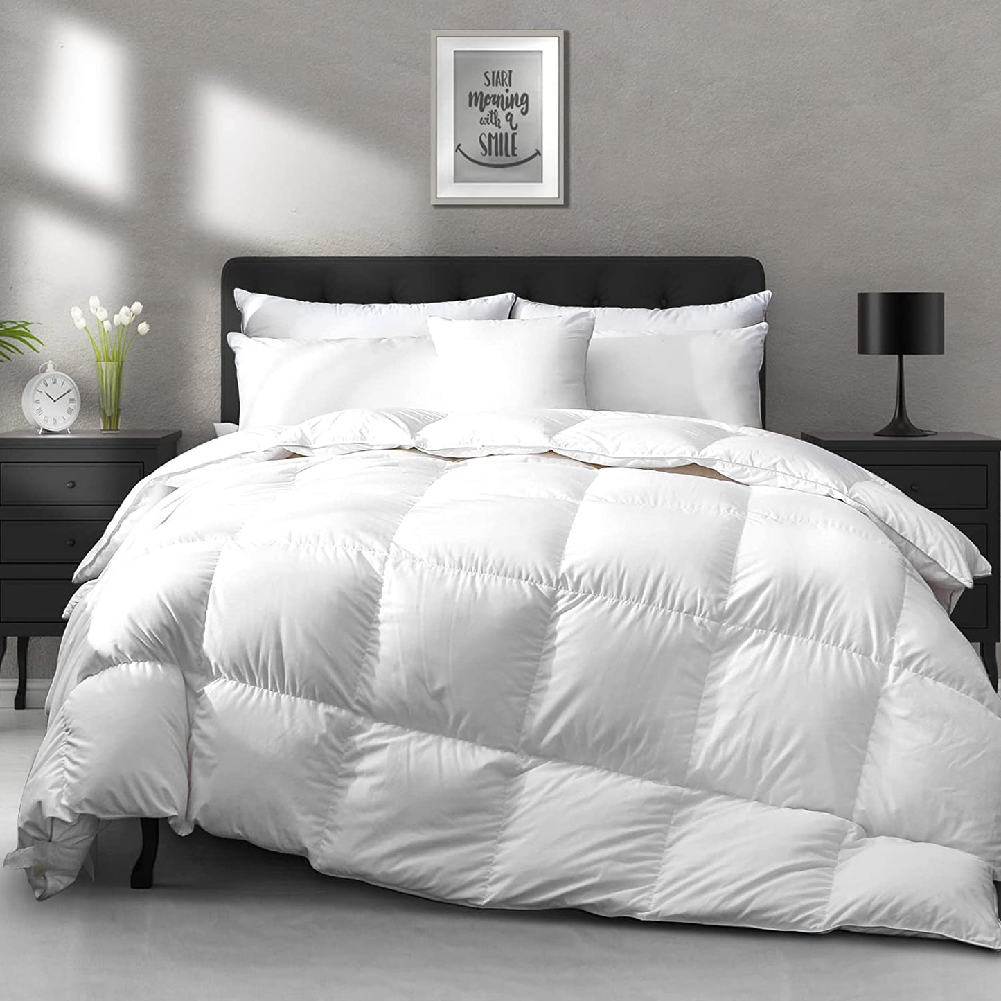 Heavyweight Goose Feather down Comforter California King Size - Ultra-Soft Thicker Winter Feather down Duvet Insert for Colder Weather/Sleeper (California King, White)