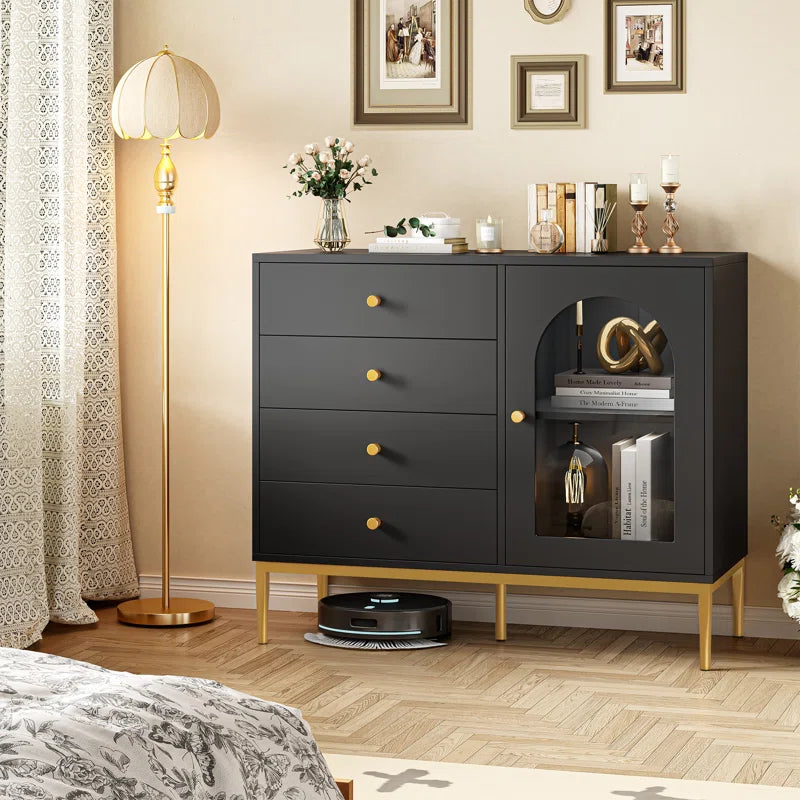 37.7'' Wide 1-Door Accent Cabinet with 4 Drawers