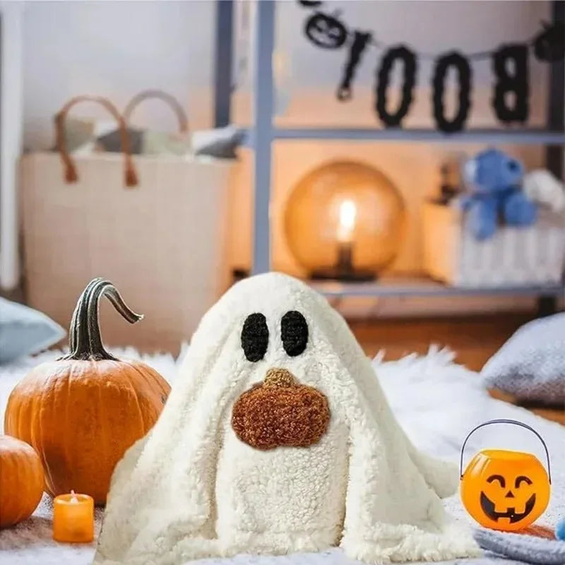 New Gus the Ghost with Pumpkin Pillow Halloween Pumpkin Ghosts Doll Plush Throw Pillow Cushion Car Accessories Kawaii Gifts