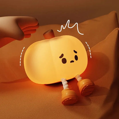 Touch Sensor Silicone LED Lamp Cute Pumpkin USB Rechargeable Nightlight Dimmable Mood Light for Bedroom Decor Birthday Gift